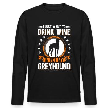 Windhund und Wein Greyhound Galgo - Männer Premium Bio Langarmshirt - Schwarz - Vorne - Nico (187cm)