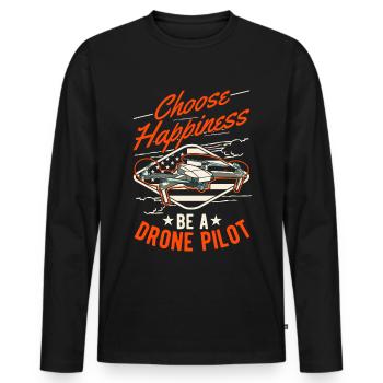 Drohnenpilot Geschenk Drohne Quadrocopter - Männer Premium Bio Langarmshirt - Schwarz - Vorne - Nico (187cm)