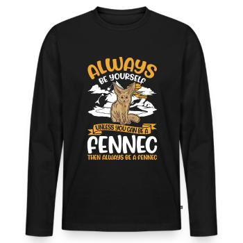 Always be yourses Fennec Wüstenfuchs Fennek - Männer Premium Bio Langarmshirt - Schwarz - Vorne - Nico (187cm)