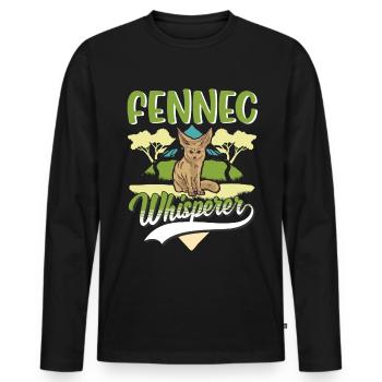 Fennec Whisperer Fennec Desert Fox - Men's Premium Organic Long Sleeve Shirt - black - Front - Nico (187cm)