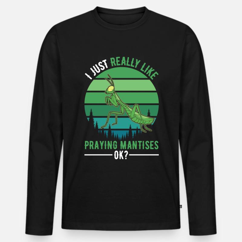 Gottesanbeterin Geschenk Mantis Fangschrecke - Männer Premium Bio Langarmshirt - Schwarz