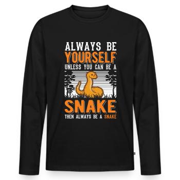 Always Be Yourself Snake Schlange - Männer Premium Bio Langarmshirt - Schwarz - Vorne - Nico (187cm)