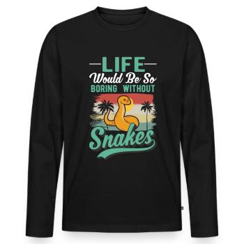 Propriétaires de serpents Amoureux des serpents - T-shirt manches longues Premium bio Homme - noir - Devant - Nico (187cm)