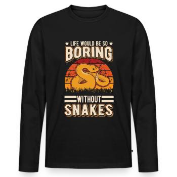 Propriétaires de serpents Amoureux des serpents - T-shirt manches longues Premium bio Homme - noir - Devant - Nico (187cm)