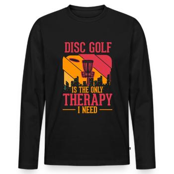 Discgolf Therapy Wurfscheibe Disc Golf - Männer Premium Bio Langarmshirt - Schwarz - Vorne - Nico (187cm)