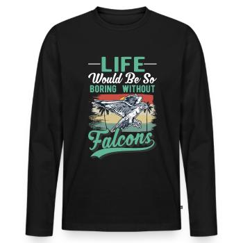 Fauconnier cadeau fauconnerie crécerelle - T-shirt manches longues Premium bio Homme - noir - Devant - Nico (187cm)