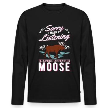Moose Gift Elk Antlers Scandinavia - Men's Premium Organic Long Sleeve Shirt - black - Front - Nico (187cm)