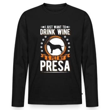 Presa Canario and Dogo Canario wine - Men's Premium Organic Long Sleeve Shirt - black - Front - Nico (187cm)
