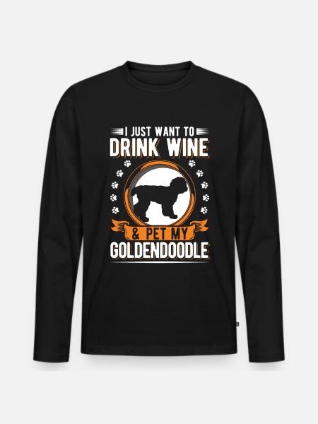 Goldendoodle et le vin - T-shirt manches longues Premium bio Homme - noir
