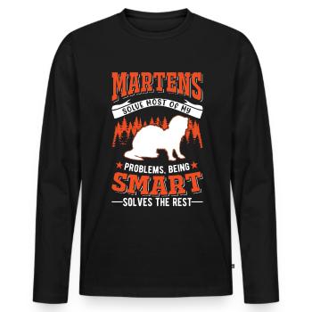 Marten Gift Mink Badger Pine Marten - Men's Premium Organic Long Sleeve Shirt - black - Front - Nico (187cm)