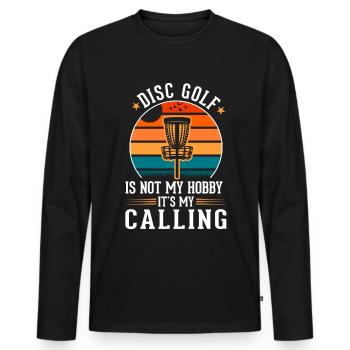 Discgolf Wurfscheibe Disc Golf - Männer Premium Bio Langarmshirt - Schwarz - Vorne - Nico (187cm)