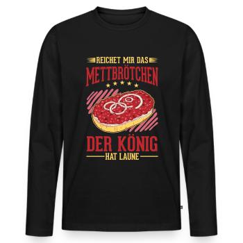 Mettbrötchen König Mett Hackepeter - Männer Premium Bio Langarmshirt - Schwarz - Vorne - Nico (187cm)