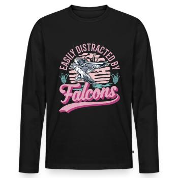 Facilement distrait par les Faucons Falkenzucht Falkner - T-shirt manches longues Premium bio Homme - noir - Devant - Nico (187cm)