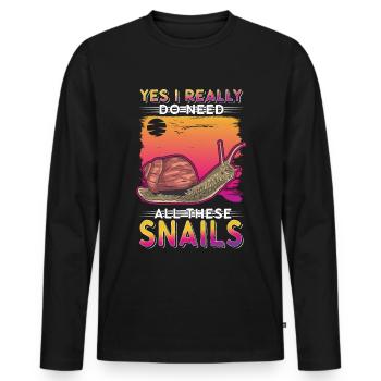 Snail Gift Vineyard Snail - Men's Premium Organic Long Sleeve Shirt - black - Front - Nico (187cm)