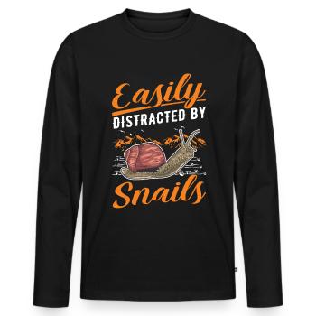 Snail Gift Vineyard Snail - Men's Premium Organic Long Sleeve Shirt - black - Front - Nico (187cm)