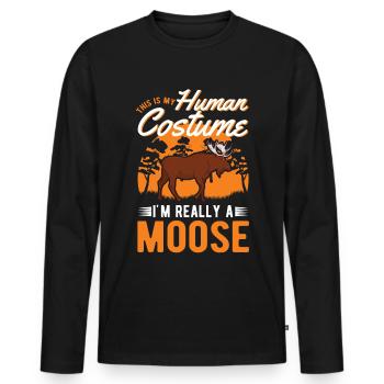 Mosses Human Costume Moose Halloween - Men's Premium Organic Long Sleeve Shirt - black - Front - Nico (187cm)