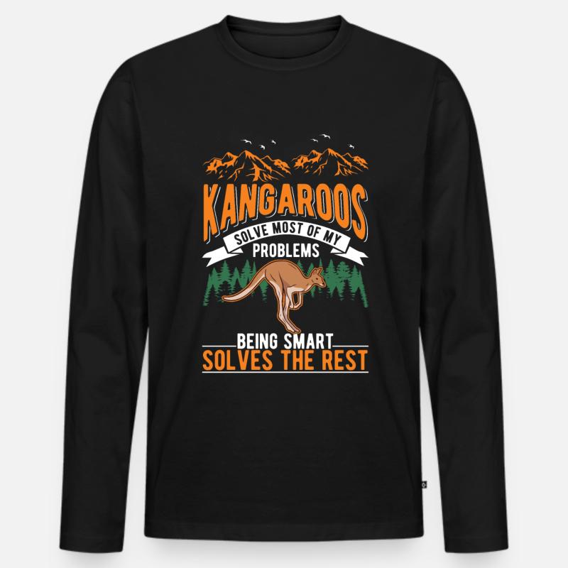 Känguru Australien Kangaroo - Männer Premium Bio Langarmshirt - Schwarz