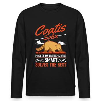 Coati Gift Coati Proboscis Bear - Men's Premium Organic Long Sleeve Shirt - black - Front - Nico (187cm)