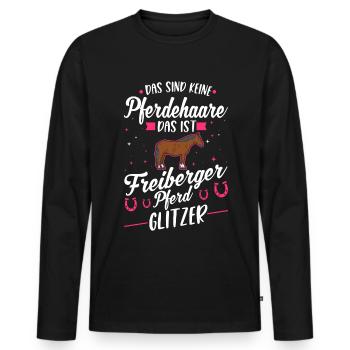 Freiberger Pferd Glitzer - Männer Premium Bio Langarmshirt - Schwarz - Vorne - Nico (187cm)