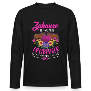 Zuhause ist wo mein Freiberger Pferd sind - Männer Premium Bio Langarmshirt - Schwarz - Vorne - Nico (187cm)
