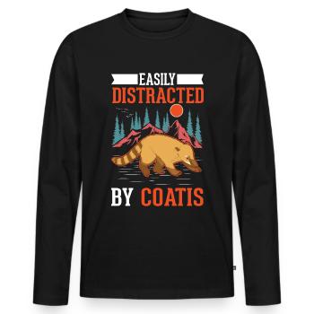 Facilement distrait par Coatis Coati - T-shirt manches longues Premium bio Homme - noir - Devant - Nico (187cm)