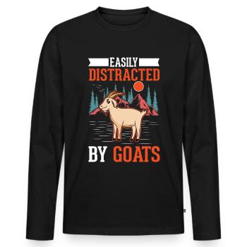 Facilement distrait par les chèvres Ziegenwirt Ziege - T-shirt manches longues Premium bio Homme - noir - Devant - Nico (187cm)