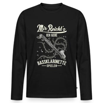 Mir reicht's Ich gehe Bassklarinette spielen - Männer Premium Bio Langarmshirt - Schwarz - Vorne - Nico (187cm)
