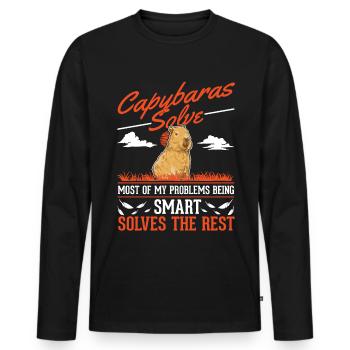 Capybara Wasserschwein Capibara - Men's Premium Organic Long Sleeve Shirt - black - Front - Nico (187cm)