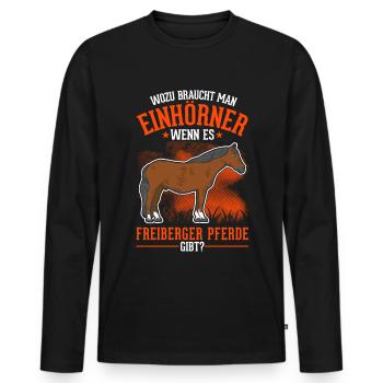 Freiberger Pferd Einhorn - Männer Premium Bio Langarmshirt - Schwarz - Vorne - Nico (187cm)