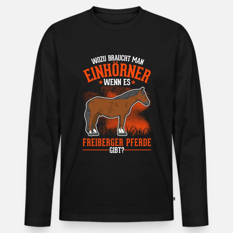 Freiberger Pferd Einhorn - Männer Premium Bio Langarmshirt - Schwarz
