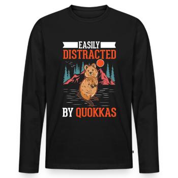 Easily distracted by Quokkas - Männer Premium Bio Langarmshirt - Schwarz - Vorne - Nico (187cm)