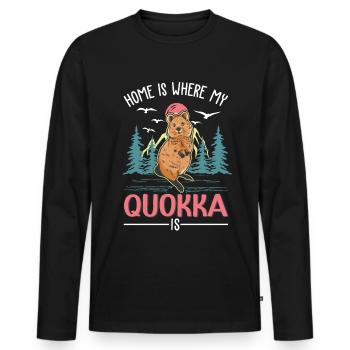Zuhause ist wo mein Quokka ist - Männer Premium Bio Langarmshirt - Schwarz - Vorne - Nico (187cm)