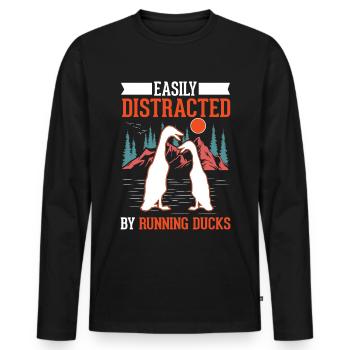Easily distracted by Running Ducks Runner Duck - Men's Premium Organic Long Sleeve Shirt - black - Front - Nico (187cm)