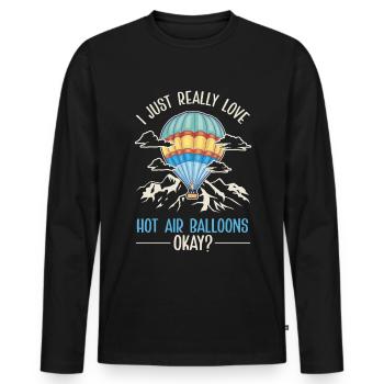 Hot Air Balloon Gift Hot Air Balloon Ride - Men's Premium Organic Long Sleeve Shirt - black - Front - Nico (187cm)