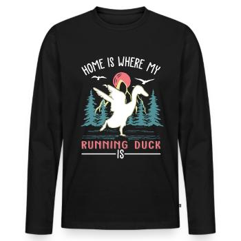Home is where my runner ducks are - Men's Premium Organic Long Sleeve Shirt - black - Front - Nico (187cm)