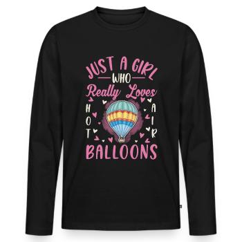 Montgolfière fille Vol en montgolfière - T-shirt manches longues Premium bio Homme - noir - Devant - Nico (187cm)
