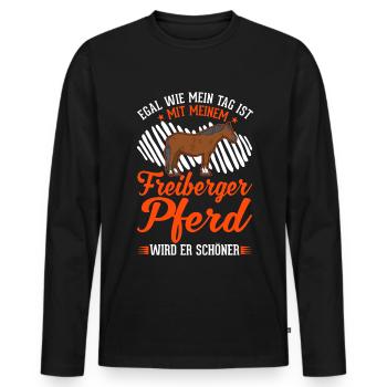 Freiberger Pferd - Männer Premium Bio Langarmshirt - Schwarz - Vorne - Nico (187cm)