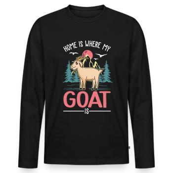 La maison est l’endroit où ma chèvre est éleveuse de chèvres - T-shirt manches longues Premium bio Homme - noir - Devant - Nico (187cm)