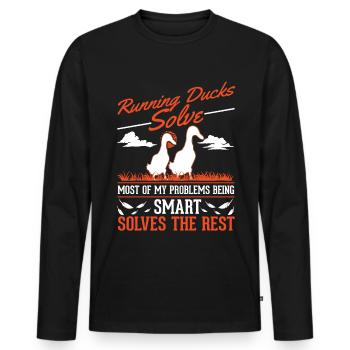 Indian Runner Duck Gift Running Duck - Men's Premium Organic Long Sleeve Shirt - black - Front - Nico (187cm)