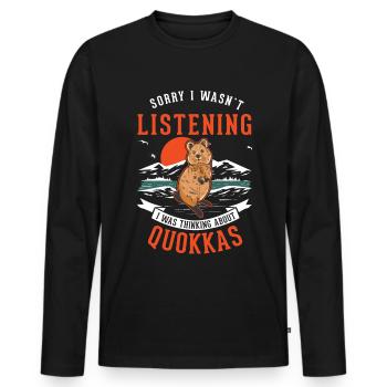 Quokka Gift Kangourou à queue courte - T-shirt manches longues Premium bio Homme - noir - Devant - Nico (187cm)