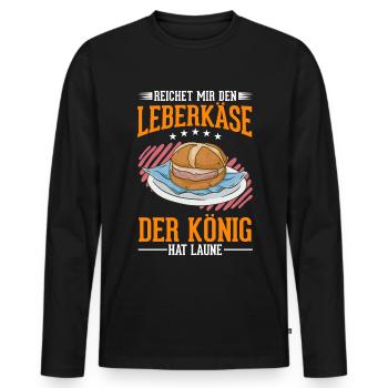 Leberkas König Leberkäse Fleischkäse - Männer Premium Bio Langarmshirt - Schwarz - Vorne - Nico (187cm)