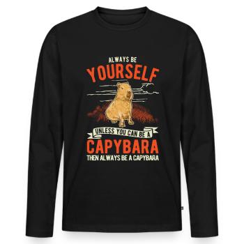 Soyez toujours vous-même Capybara Wasserschwein Capibara - T-shirt manches longues Premium bio Homme - noir - Devant - Nico (187cm)