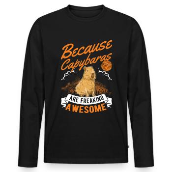 Parce que les capybaras sont vraiment géniaux - T-shirt manches longues Premium bio Homme - noir - Devant - Nico (187cm)