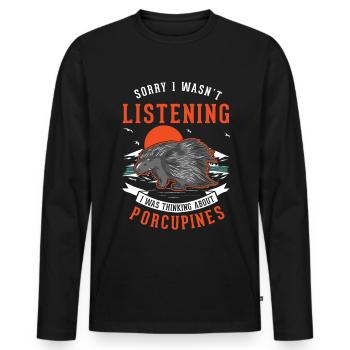 Porc-épic cadeau Porc-épic - T-shirt manches longues Premium bio Homme - noir - Devant - Nico (187cm)
