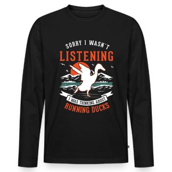 Indian Runner Duck Gift Bottle Duck - Men's Premium Organic Long Sleeve Shirt - black - Front - Nico (187cm)