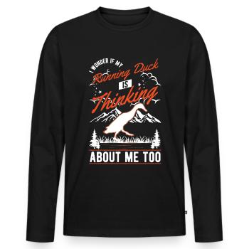 Indian Runner Duck Gift Bottle Duck - Men's Premium Organic Long Sleeve Shirt - black - Front - Nico (187cm)