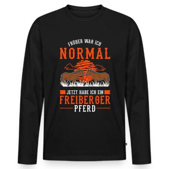 Freiberger Pferd Reiterin - Männer Premium Bio Langarmshirt - Schwarz - Vorne - Nico (187cm)