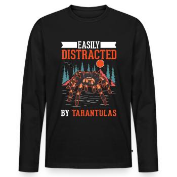 Easily distracted by Tarantulas Tarantel - Männer Premium Bio Langarmshirt - Schwarz - Vorne - Nico (187cm)