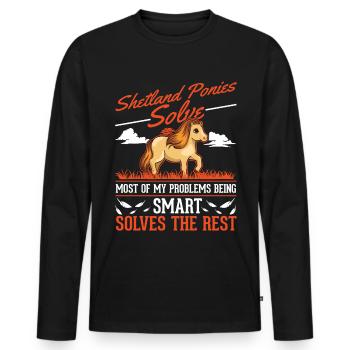 Shetland poney cadeau Shetty - T-shirt manches longues Premium bio Homme - noir - Devant - Nico (187cm)