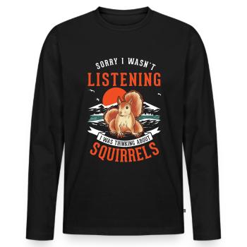Écureuil cadeau écureuil gris - T-shirt manches longues Premium bio Homme - noir - Devant - Nico (187cm)